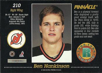 1993-94 Pinnacle #210 Ben Hankinson Back