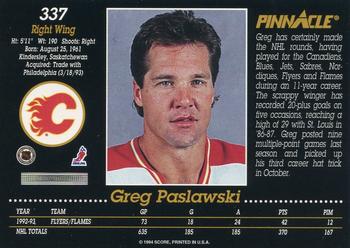 1993-94 Pinnacle #337 Greg Paslawski Back