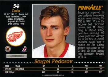1993-94 Pinnacle #54 Sergei Fedorov Back