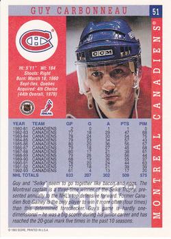 1993-94 Score #51 Guy Carbonneau Back