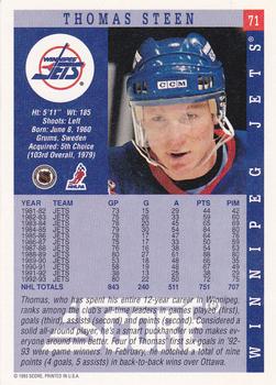 1993-94 Score #71 Thomas Steen Back