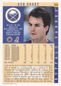 1993-94 Score #208 Bob Errey Back