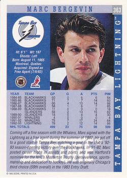 1993-94 Score #363 Marc Bergevin Back