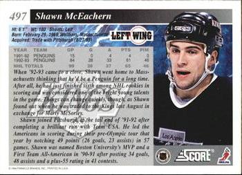 1993-94 Score #497 Shawn McEachern Back