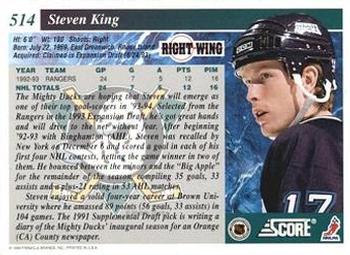 1993-94 Score #514 Steven King Back