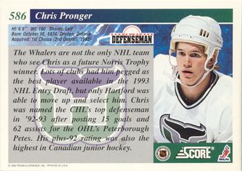 1993-94 Score #586 Chris Pronger Back