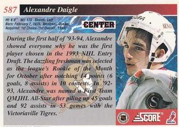1993-94 Score #587 Alexandre Daigle Back