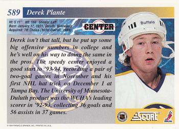 1993-94 Score #589 Derek Plante Back