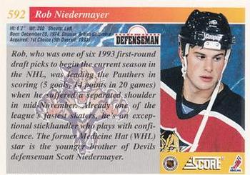 1993-94 Score #592 Rob Niedermayer Back