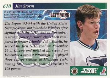 1993-94 Score #610 Jim Storm Back