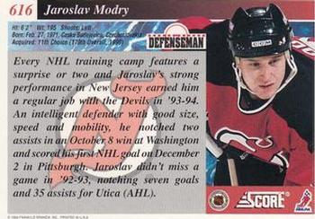 1993-94 Score #616 Jaroslav Modry Back