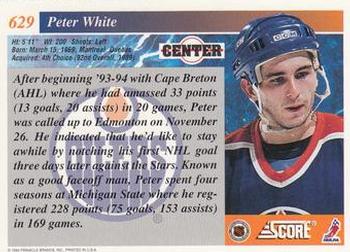 1993-94 Score #629 Peter White Back