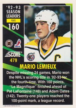 1993-94 Score #479 Mario Lemieux Back