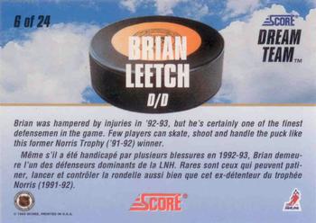 1993-94 Score Canadian - Dream Team #6 Brian Leetch Back
