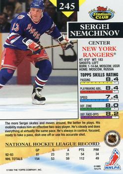 1993-94 Stadium Club #245 Sergei Nemchinov Back