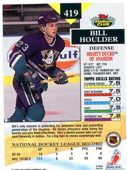 1993-94 Stadium Club #419 Bill Houlder Back