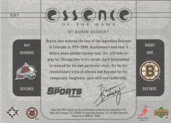 2000-01 Upper Deck Legends - Essence of the Game #EG7 Ray Bourque / Bobby Orr Back