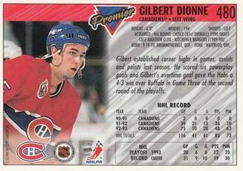 1993-94 Topps Premier #480 Gilbert Dionne Back
