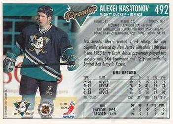 1993-94 Topps Premier #492 Alexei Kasatonov Back