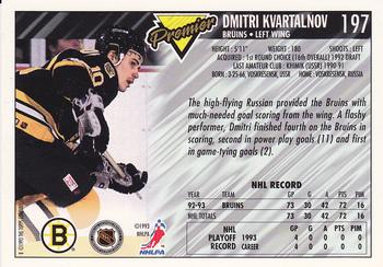 1993-94 Topps Premier #197 Dmitri Kvartalnov Back