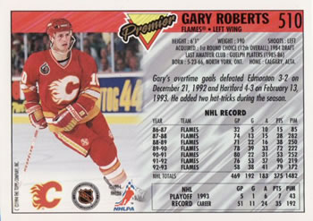 1993-94 Topps Premier #510 Gary Roberts Back