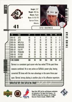 2000-01 Upper Deck MVP - Third Star #22 Stu Barnes Back