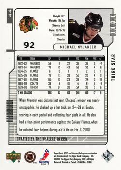 2000-01 Upper Deck MVP - Third Star #44 Michael Nylander Back