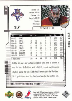 2000-01 Upper Deck MVP - Third Star #82 Trevor Kidd Back