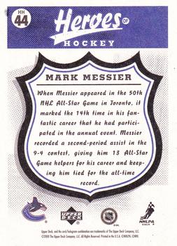 2000-01 Upper Deck Vintage - Heroes of Hockey: Mark Messier #HH44 Mark Messier Back