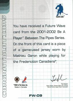 2001-02 Be a Player Between the Pipes - Future Wave #FW-09 Mathieu Garon Back