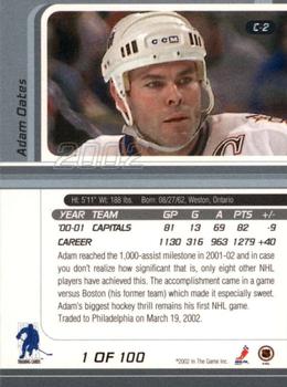 2001-02 Be a Player Signature Series - Certified 100 #C-2 Adam Oates Back