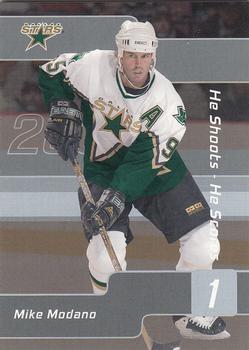 2001-02 Be a Player Signature Series - He Shoots-He Scores Points #NNO Mike Modano Front