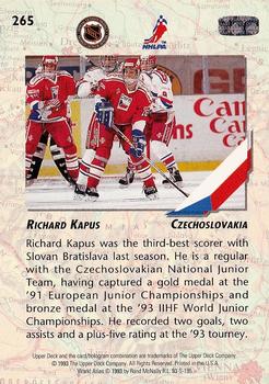 1993-94 Upper Deck #265 Richard Kapus Back