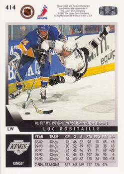 1993-94 Upper Deck #414 Luc Robitaille Back