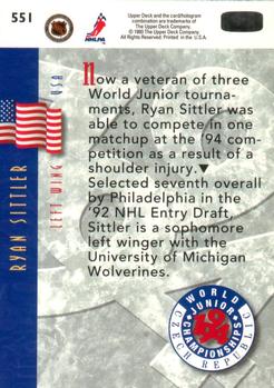 1993-94 Upper Deck #551 Ryan Sittler Back
