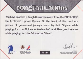 2001-02 Be a Player Update - Tough Customers #TC-24 Georges Laraque / Jeff Odgers Back