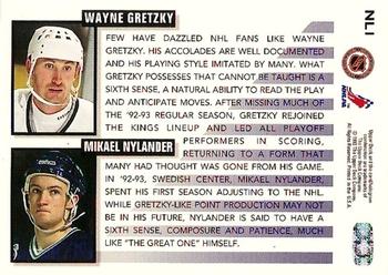 1993-94 Upper Deck - Next in Line #NL1 Wayne Gretzky / Mikael Nylander Back