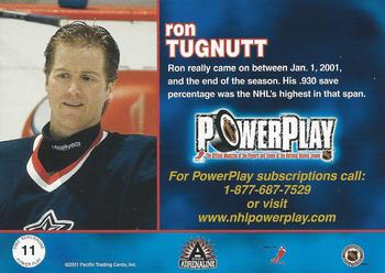 2001-02 Pacific Adrenaline - PowerPlay #11 Ron Tugnutt Back