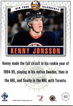 2001-02 Pacific Private Stock - Game Gear Patches #63 Kenny Jonsson Back