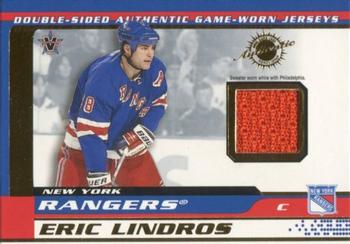 2001-02 Pacific Vanguard - Double-Sided Authentic Game-Worn Jerseys #19 Eric Lindros / Pavel Brendl Front