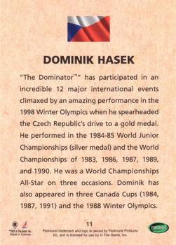 2001-02 Parkhurst - Waving the Flag #11 Dominik Hasek Back