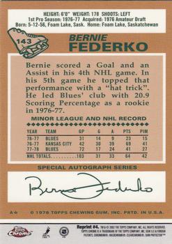 2001-02 Topps Chrome - Rookie Reprints #4 Bernie Federko Back