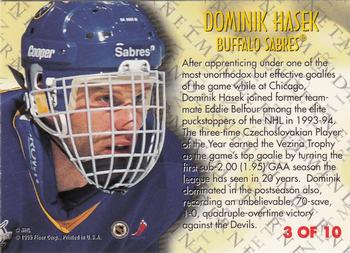 1994-95 Fleer - Netminders #3 Dominik Hasek Back
