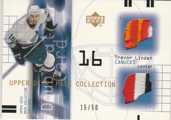 2001-02 Upper Deck Mask Collection - Double Patches #DP-TL Trevor Linden Front
