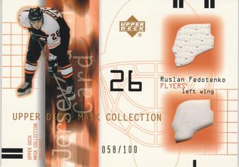 2001-02 Upper Deck Mask Collection - Jersey and Patch #JP-RF Ruslan Fedotenko Front