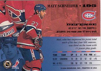 1994-95 Leaf #195 Mathieu Schneider Back