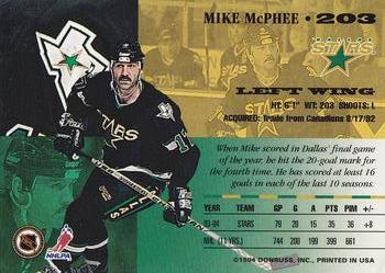 1994-95 Leaf #203 Mike McPhee Back