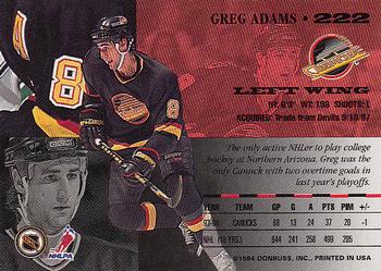 1994-95 Leaf #222 Greg Adams Back