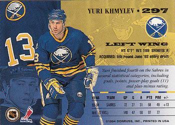 1994-95 Leaf #297 Yuri Khmylev Back