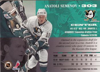 1994-95 Leaf #303 Anatoli Semenov Back
